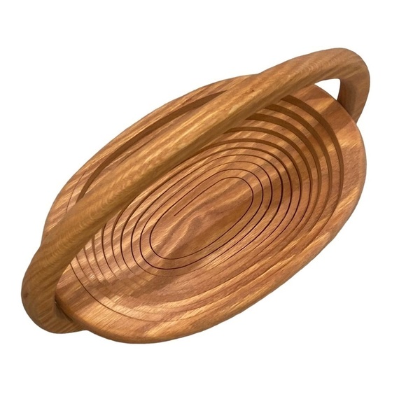 Wooden Ways oval oak wood Folding Basket handcrafted in the USA felt bottoms - Picture 4 of 12